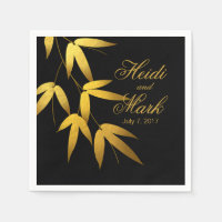 Glam Bamboo Blätter Gold Foil | Schwarz