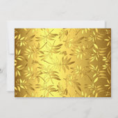 Glam Bamboo Blätter Goldmedaille| schwarz Einladung (Rückseite)