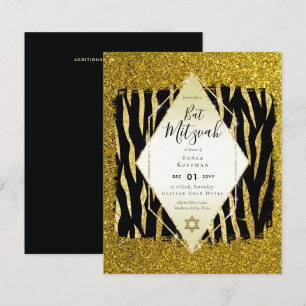 Glam BAT MITZVAH Girly GOLD Glitzer Tierdruck