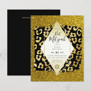 Glam BAT MITZVAH Girly GOLD Glitzer Tierdruck