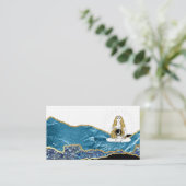 *~* Glam Beach Moon Goddess Aquamarin Gold Glitzer Visitenkarte (Stehend Vorderseite)