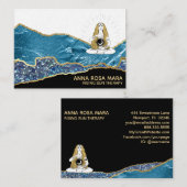 *~* Glam Beach Moon Goddess Gold Glitzer Aquamarin Visitenkarte (Vorne/Hinten)