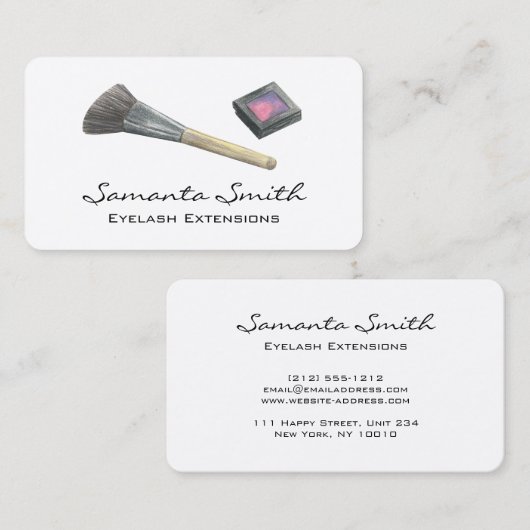 Glam Beauty Makeup Artist Eyelashes & Lips Busines Visitenkarte (Vorne/Hinten)