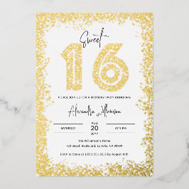 Glam Birthday Party Foto Sweet 16 Real Gold Folieneinladung