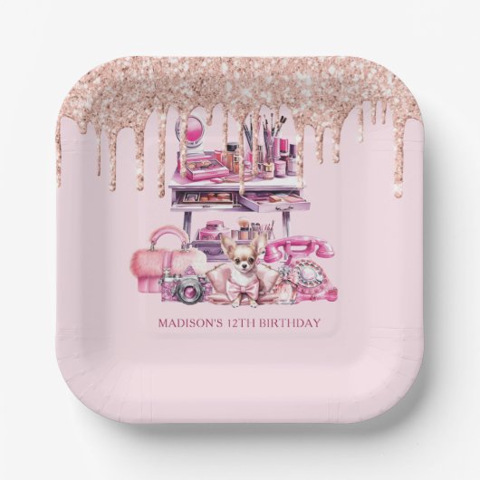 Glam Birthday Party Personalisiert machen Pappteller (Vorderseite)