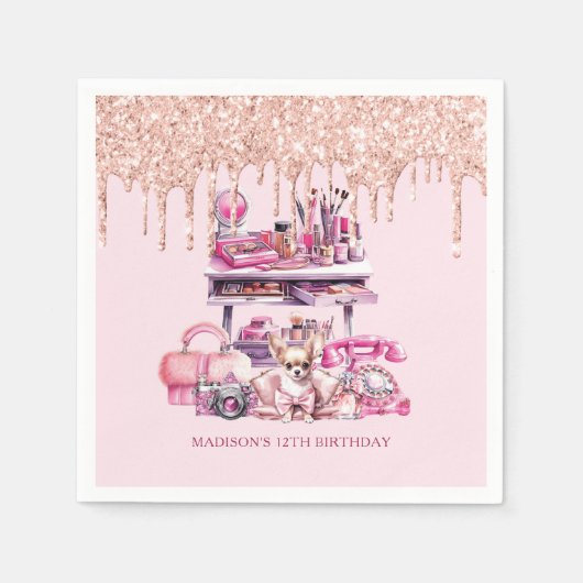 Glam Birthday Party Personalisiert machen Serviette (Vorderseite)