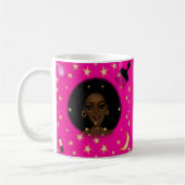 Glam Black Afro Hair Pic Lippenstift Rosa Mond Kaffeetasse (Links)