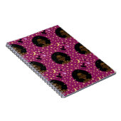 Glam Black Afro Hair Pic Lippenstift Rosa Mond Notizblock (Rechte Seite)