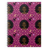 Glam Black Afro Hair Pic Lippenstift Rosa Mond Notizblock (Vorderseite)