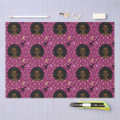 Glam Black Afro Hair Pic Lippenstift Rosa Mond Seidenpapier (Handwerk)