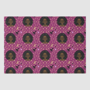 Glam Black Afro Hair Pic Lippenstift Rosa Mond Seidenpapier