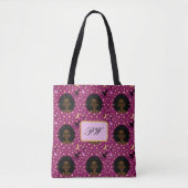 Glam Black Afro Hair Pic Lippenstift Rosa Mond Tasche (Vorderseite)