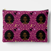 Glam Black Afro Hair Pic Lippenstift Rosa Mond Zubehörtasche (Vorderseite)