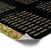 Glam Black and Gold Glitzer Hochzeitsdiagramm Poster (Ecke)