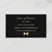 Glam Black and Gold Leopard Print Gold Ribbon Visitenkarte (Rückseite)