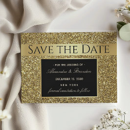 Glam Black and Gold Wedding Save The Date