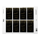 Glam Black and Gold Wedding Wine Bottle Label (Vorne)