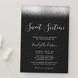Glam Black and White Sweet 16 Einladung