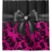 Glam Black Bow-Black Stencil-Hot Pink Duschvorhang (Vorderseite)