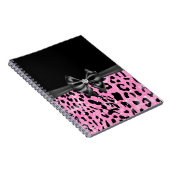 Glam Black Bow Diamond Pink Glitzer Leopard Notizblock (Rechte Seite)