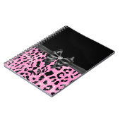 Glam Black Bow Diamond Pink Glitzer Leopard Notizblock (Linke Seite)
