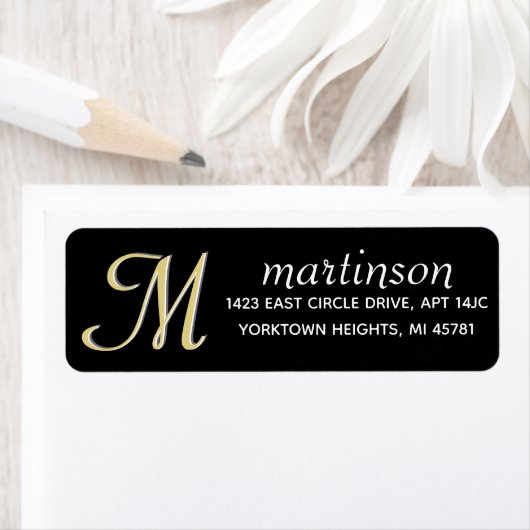 Glam Black Custom Color Monogram Label (Insitu)