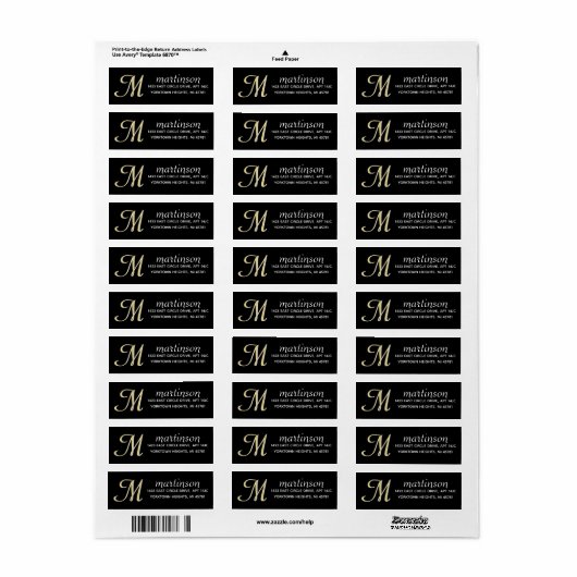 Glam Black Custom Color Monogram Label (Vorne)