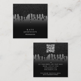 Glam Black Driving Glitzer QR Code Social Media Quadratische Visitenkarte