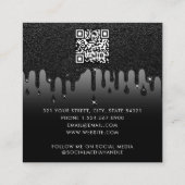 Glam Black Driving Glitzer QR Code Social Media Quadratische Visitenkarte (Rückseite)
