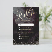 Glam Black Glitzer Kalligraphie Hochzeit RSVP (Stehend Vorderseite)