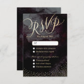 Glam Black Glitzer Kalligraphie Hochzeit RSVP (Vorne/Hinten)
