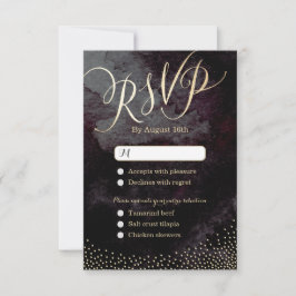 Glam Black Glitzer Kalligraphie Hochzeit RSVP Karte