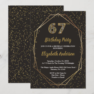 Glam Black Gold 67. Geburtstagsfeier Einladung