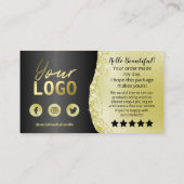 Glam Black Gold Agate Vielen Dank Einkauf Einlage Visitenkarte (Rückseite)