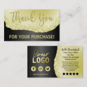 Glam Black Gold Agate Vielen Dank Einkauf Einlage Visitenkarte (Vorne/Hinten)