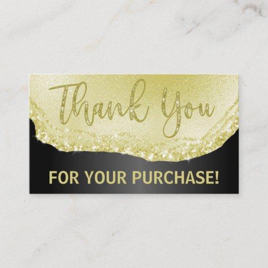 Glam Black Gold Agate Vielen Dank Einkauf Einlage Visitenkarte (Vorderseite)