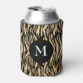 Glam Black Gold Animal Print Muster Cool Monogram Dosenkühler (Kanne Vorderseite)