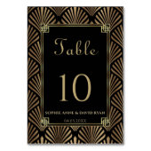 Glam Black Gold Art Deco Roaring 20er Hochzeit Tischnummer (Rückseite)