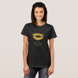 Glam Black Gold Glitzer Big Lips Make-Artist T-Shirt