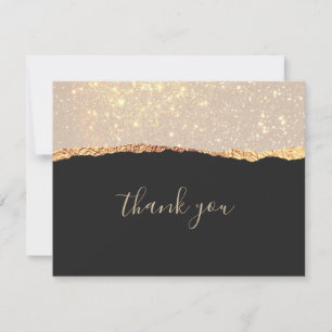 Glam Black Gold Glitzer Hochzeit Dankeschön Card Dankeskarte
