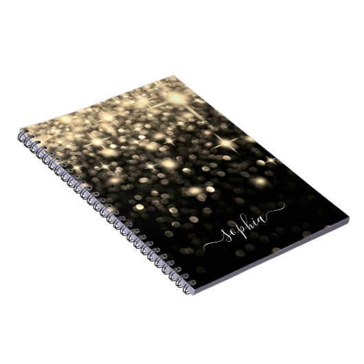 Glam Black Gold Glitzer Sparkboard Notebook Notizblock (Rechte Seite)