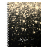 Glam Black Gold Glitzer Sparkboard Notebook Notizblock (Vorderseite)