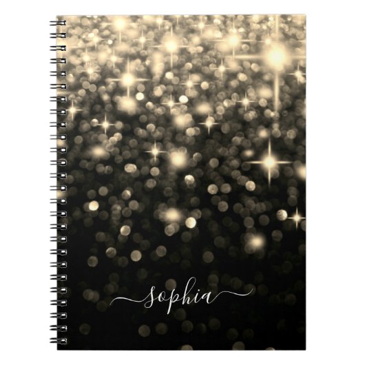 Glam Black Gold Glitzer Sparkboard Notebook Notizblock (Vorderseite)