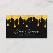 Glam Black Gold Glitzer Tropfens Nail Artist Salon Visitenkarte (Vorderseite)
