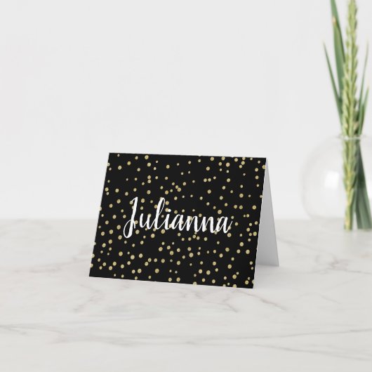 Glam Black Gold Holiday Dot Muster Personalisiert (Vorderseite)