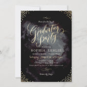 Glam Black Gold Kalligraphie Graduierungsparty Einladung (Vorderseite)