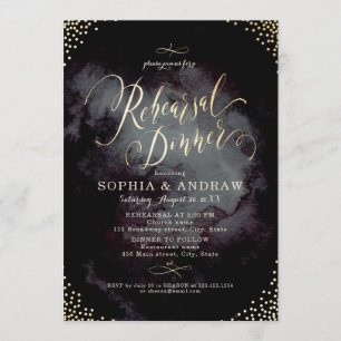 Glam Black Gold Kalligraphie Probe Dinner Einladung