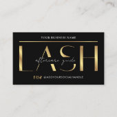 Glam Black & Gold Lash Extensions Aftercare Guide Visitenkarte (Vorderseite)