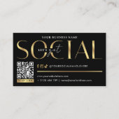 Glam Black & Gold Let's Get Social Media QR Code Visitenkarte (Vorderseite)