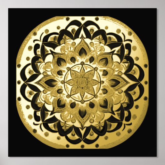 Glam Black Gold Mandala Illustration Foliendrucke (Vorderseite)